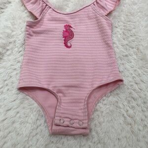 Pink Kids Bodysuit with Seahorse